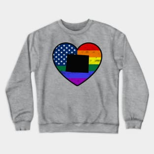 Wyoming United States Gay Pride Flag Heart Crewneck Sweatshirt